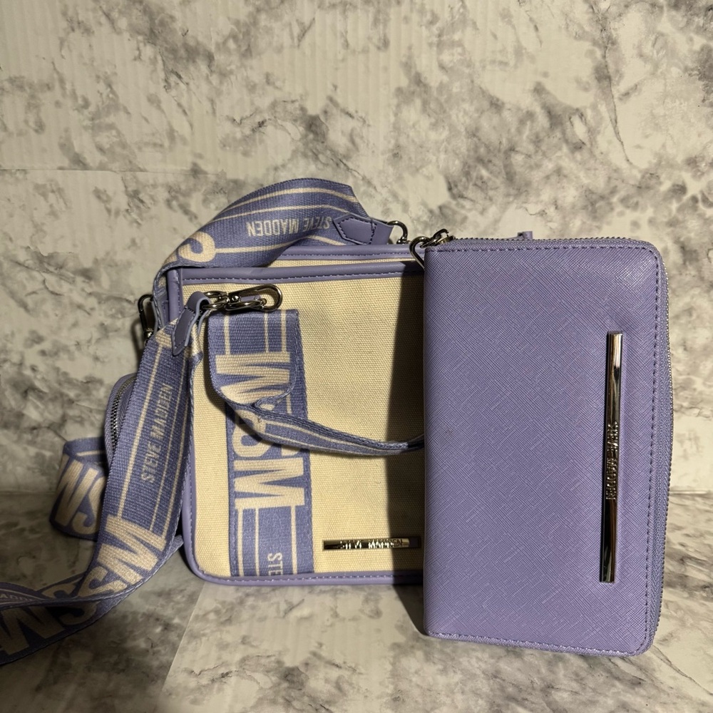 Steve Madden Canva Tote & Wallet (Lilac)